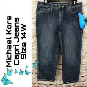 Michael Kors | Women’s Capri Jean, leather patch, embroidered pocket, size 14W